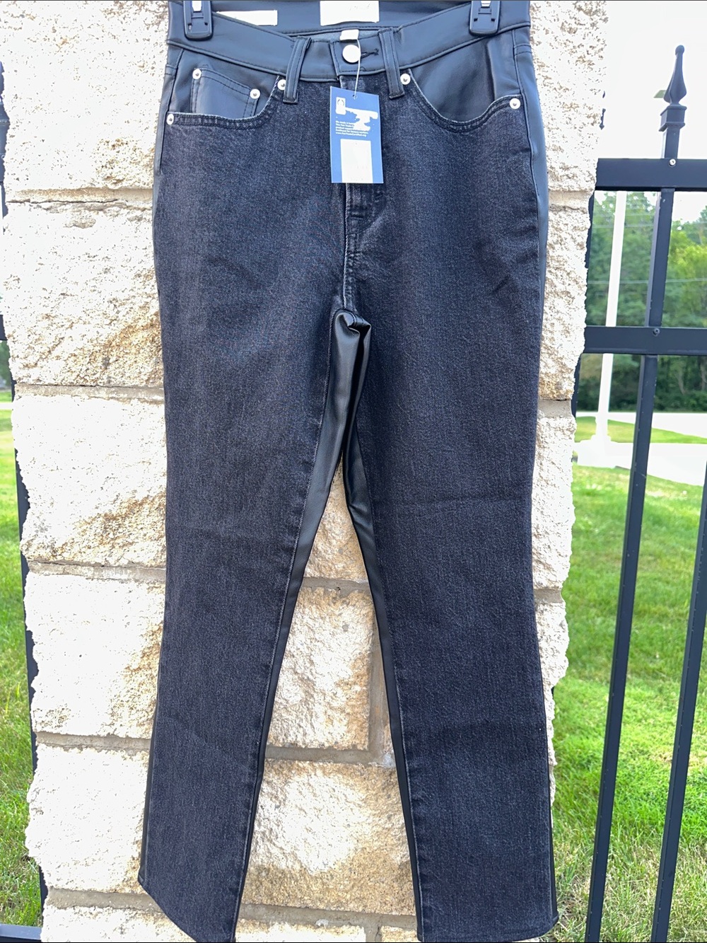 Universal Thread Black Denim & faux leather Jeans size 4